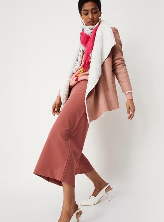 Women Textured Sherpa Lapel Jacket