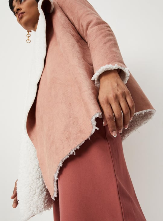 Women Textured Sherpa Lapel Jacket