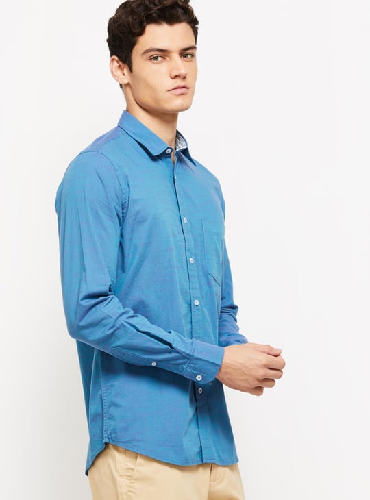Men Solid Full Sleeves Slim Fit Casual Shirt