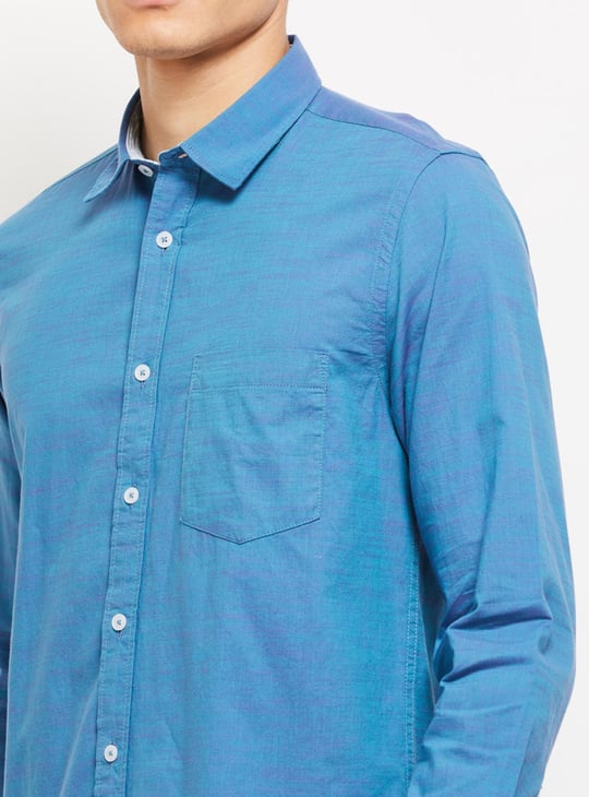 Men Solid Full Sleeves Slim Fit Casual Shirt
