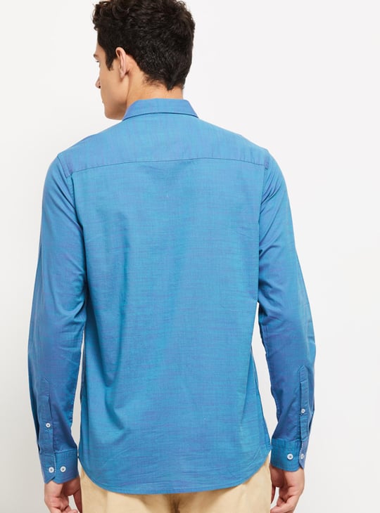 Men Solid Full Sleeves Slim Fit Casual Shirt