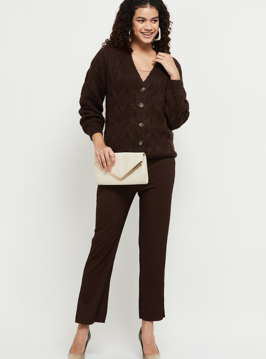 Women Textured Knitted Buttoned Cardigan