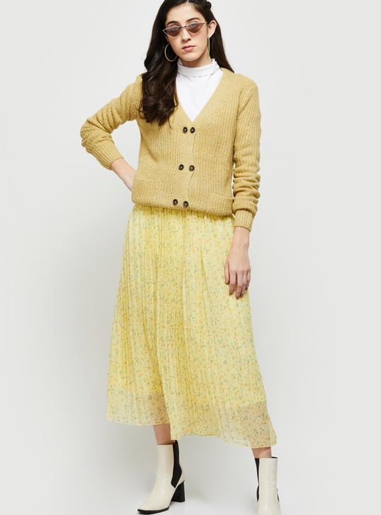 Women Textured Knit V-neck Cardigan