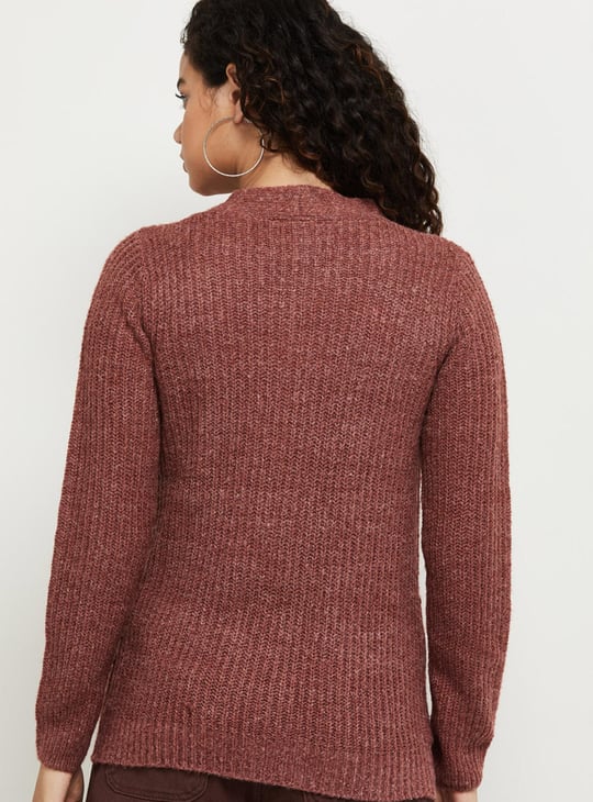 Women Textured Knit V-neck Cardigan
