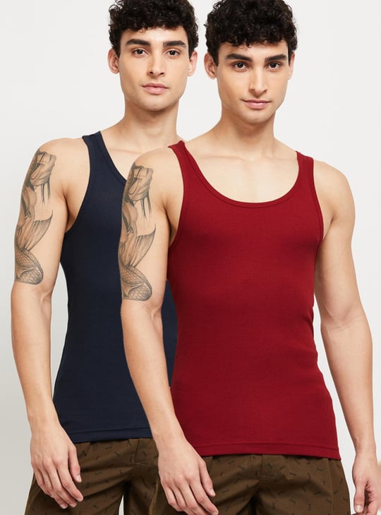 Men Ribbed Racerback Vest - Set of 2 