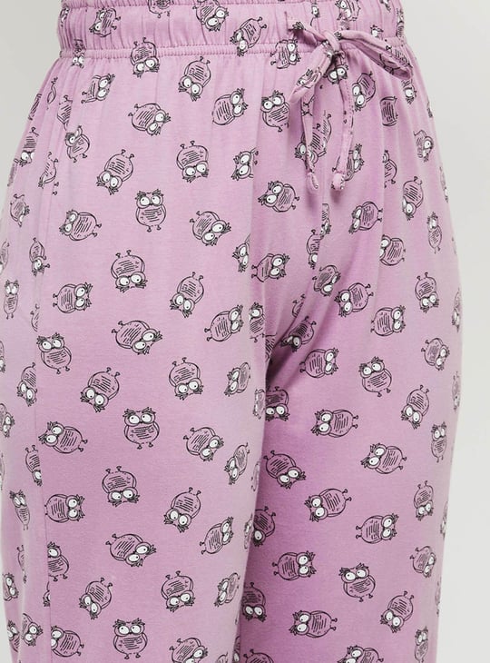 Women Printed Shirt and Elasticated Pyjamas 