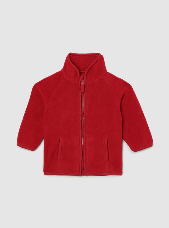 Boys Textured Zip Closure Winter Jacket 