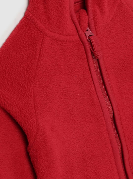 Boys Textured Zip Closure Winter Jacket 