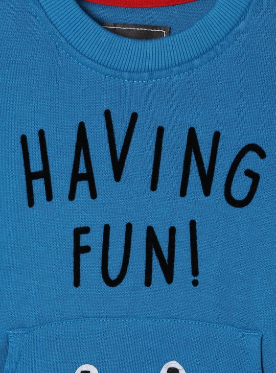 Boys Typographic Printed Applique Detail Crew Neck Sweatshirt 