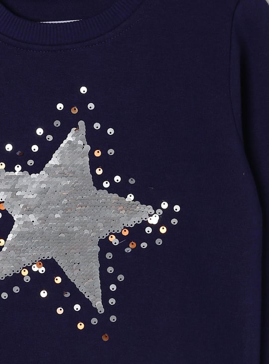 Girls Embellished Round Neck Sweatshirt