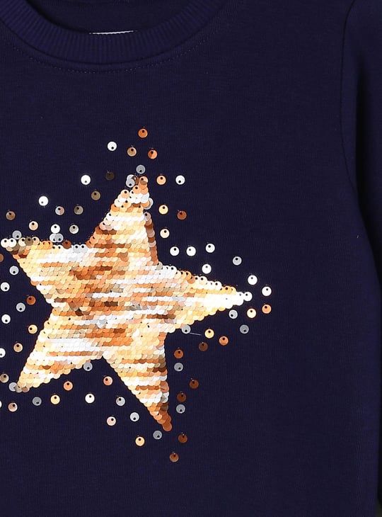 Girls Embellished Round Neck Sweatshirt