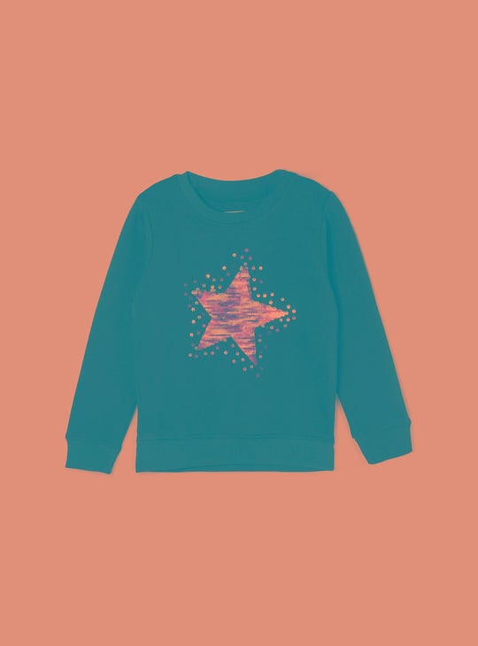 Girls Embellished Round Neck Sweatshirt