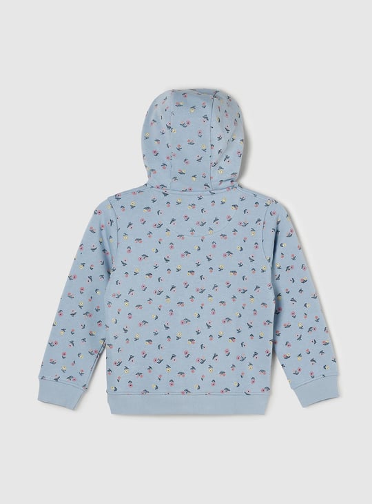 Girls Floral Printed Hooded Sweatshirt