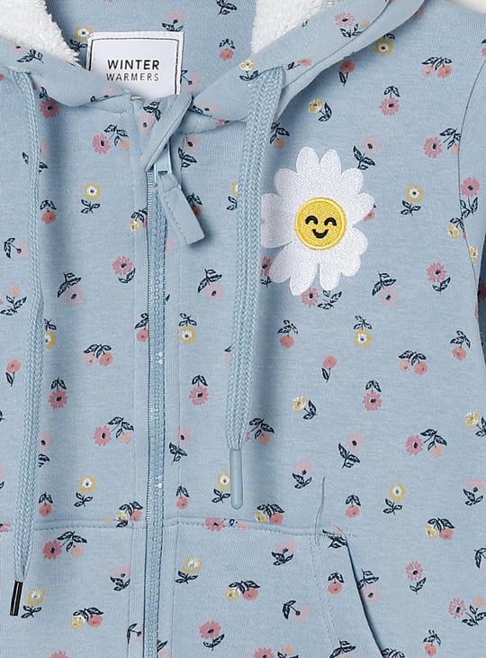 Girls Floral Printed Hooded Sweatshirt