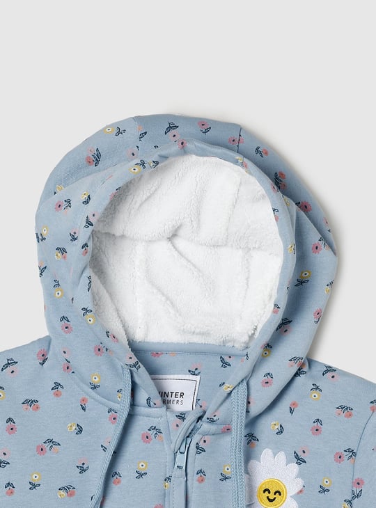 Girls Floral Printed Hooded Sweatshirt