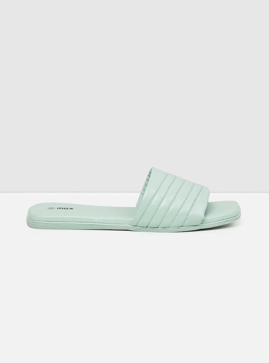 Women Solid Open-Toe Flat Sandals PU