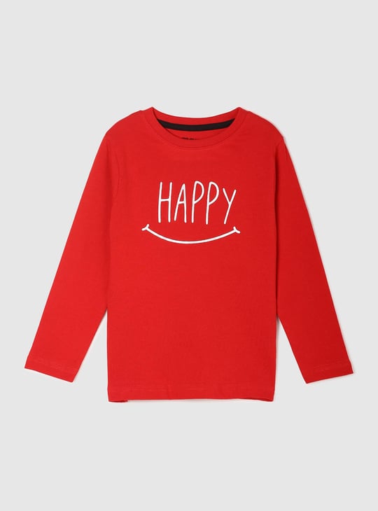 Boys Typographic Print Full Sleeves T-shirt 