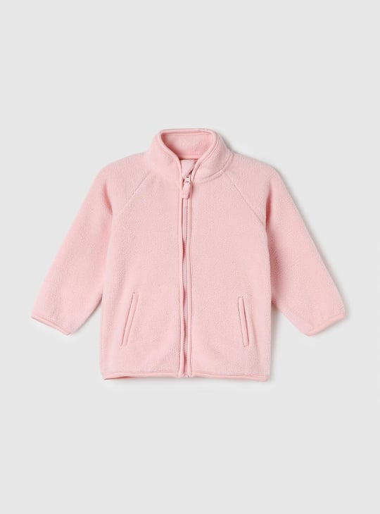 Girls Solid Zip Closure Jacket