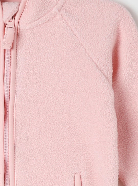 Girls Solid Zip Closure Jacket