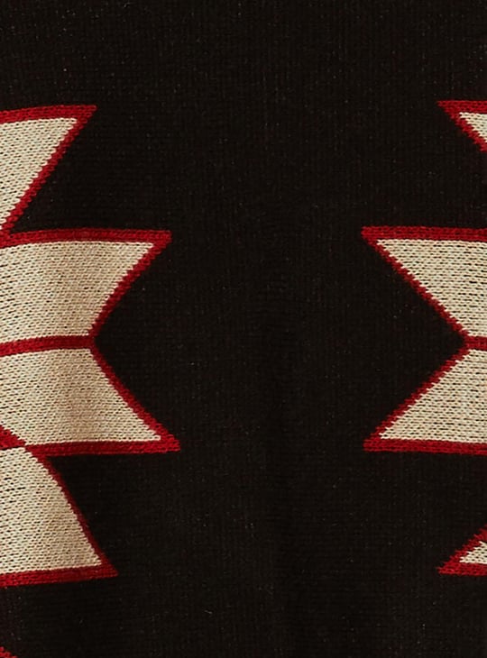 Women Aztec Printed Front-Open Shrug with Asymmetric Hem