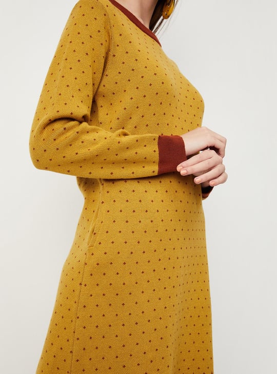 Women Aztec Jacquard Knit Sweater Dress