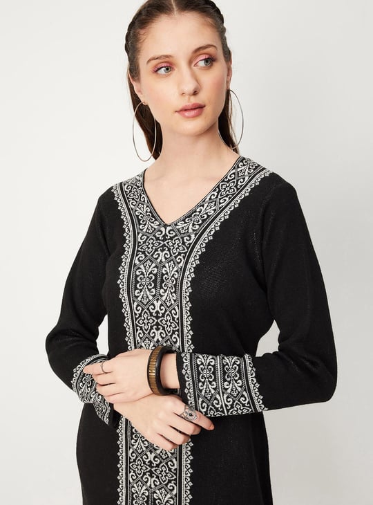 Women Aztec Jacquard Sweater Dress | Jacquard Women Aztec Jacquard Sweater Dress | Jacquard