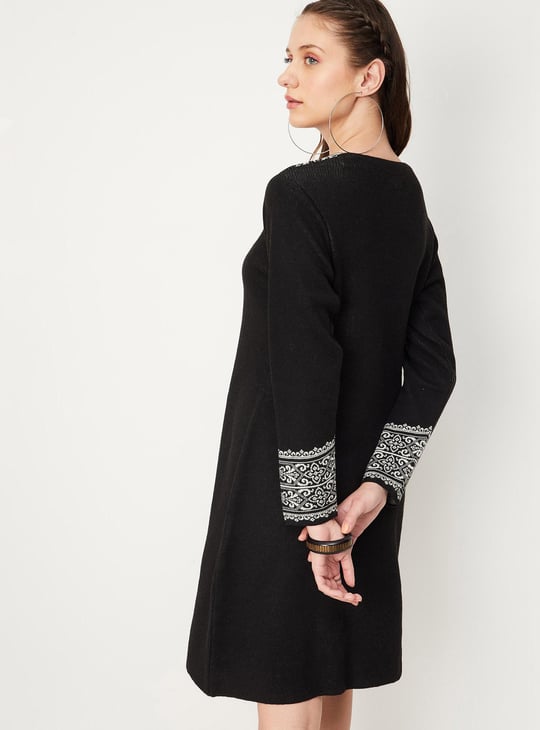 Women Aztec Jacquard Sweater Dress | Jacquard