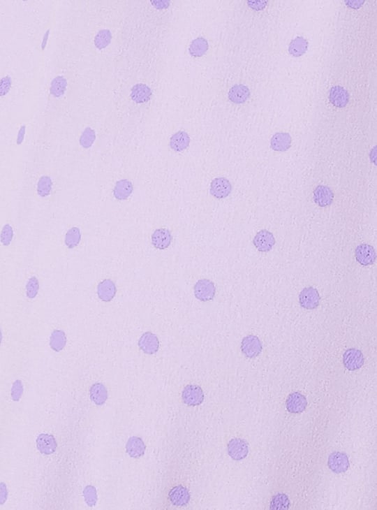 Women Polka Dot Print A-Line Dress with Ruffled Neck