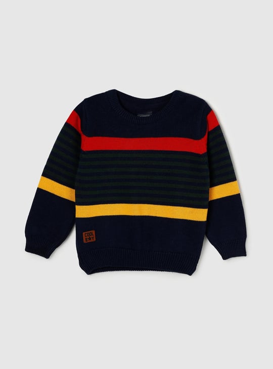 Boys Striped Crew Neck Sweater