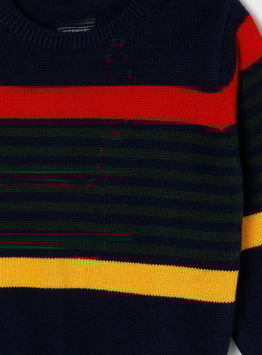 Boys Striped Crew Neck Sweater
