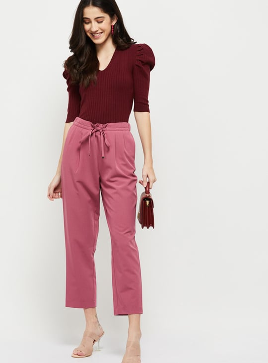 Women Ribbed Puffed Sleeve Sweater