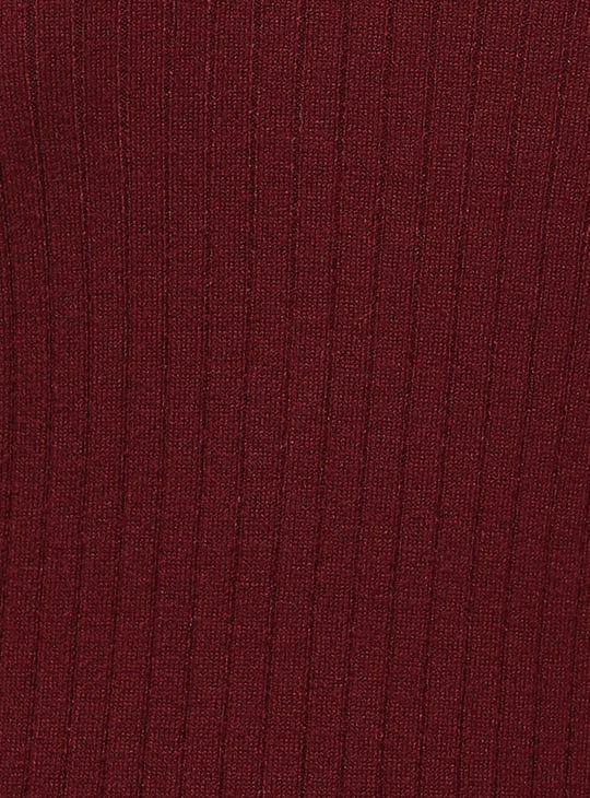 Women Ribbed Puffed Sleeve Sweater