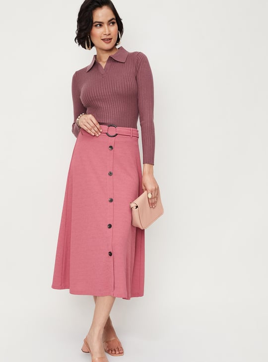 Women Rib Knit Collared Top