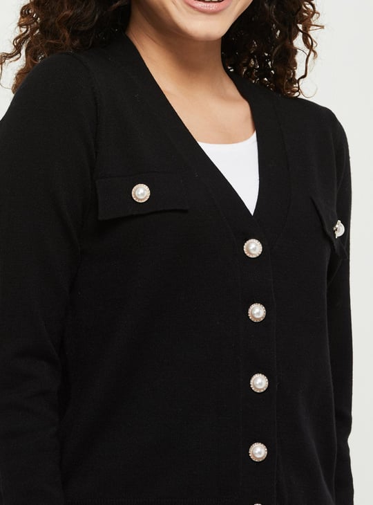 Women Embellished V-Neck Cardigan