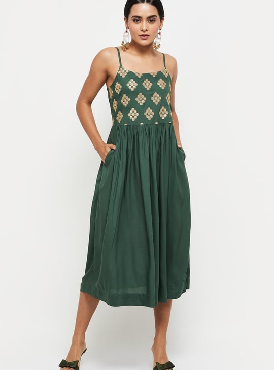 Women Sequin Embellished Sleeveless Midi Dress 