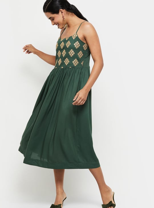 Women Sequin Embellished Sleeveless Midi Dress 