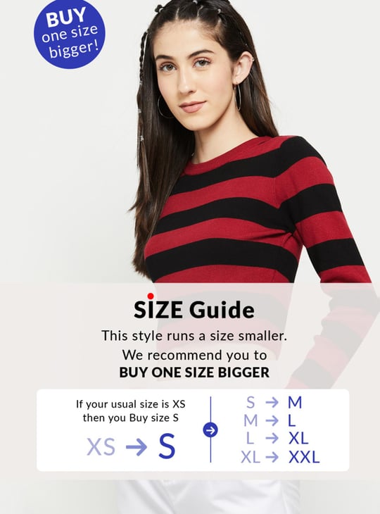 Women Colourblock Full Sleeves Knitted Crop Top