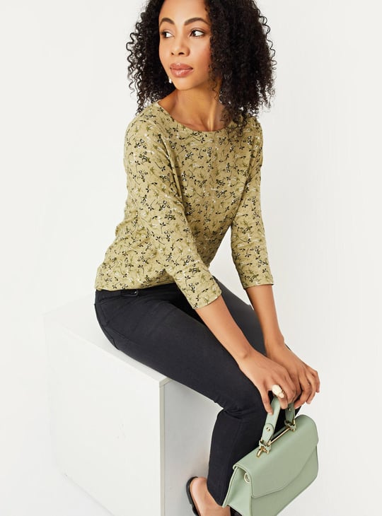 Women Printed Three-Quarter Sleeves Top