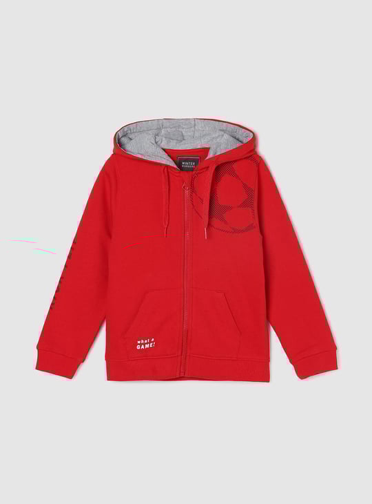 Boys Graphic Printed Sweatshirt with Hooded Neckline