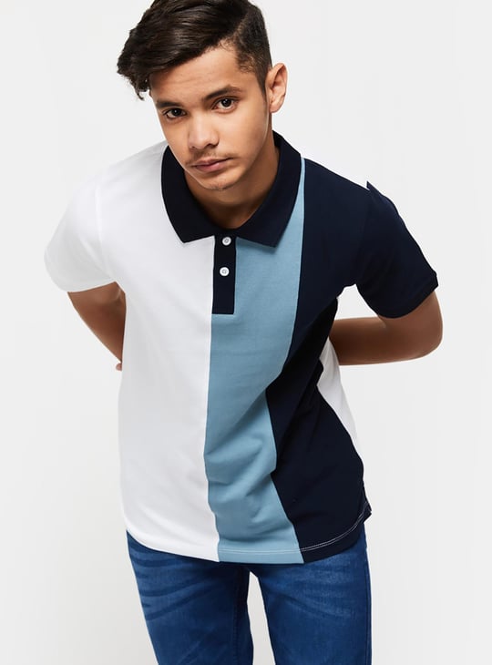 Boys Colourblocked Regular Fit Polo T-shirt