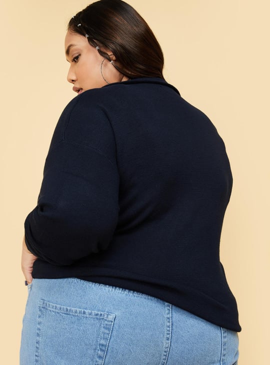 Women Solid Collared Sweater