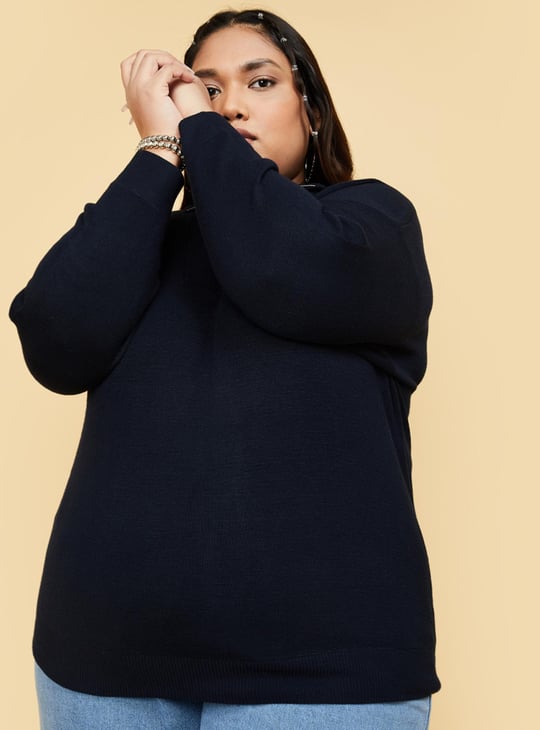 Women Solid Collared Sweater