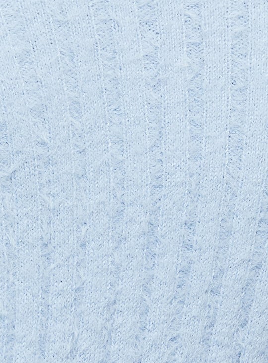 Women Textured Knit V-neck Crop Cardigan 