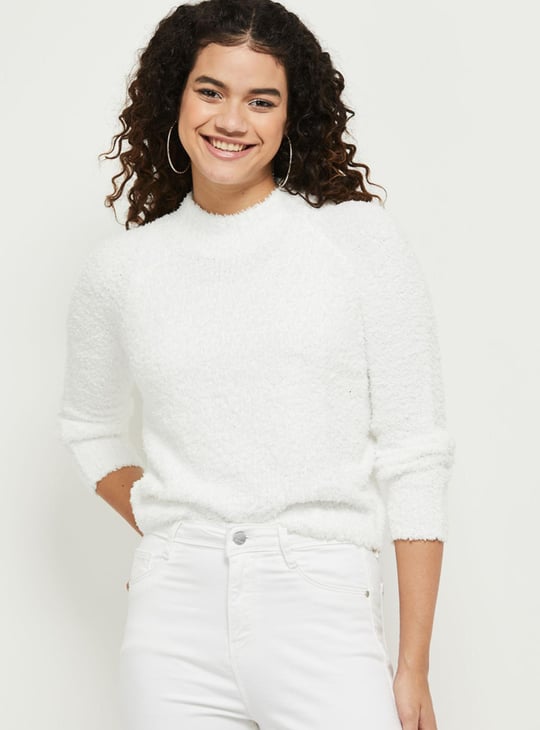 Women Textured Full Sleeves Round Neck Sweater