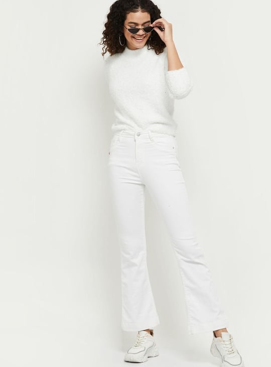 Women Textured Full Sleeves Round Neck Sweater