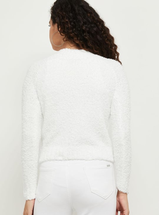 Women Textured Full Sleeves Round Neck Sweater
