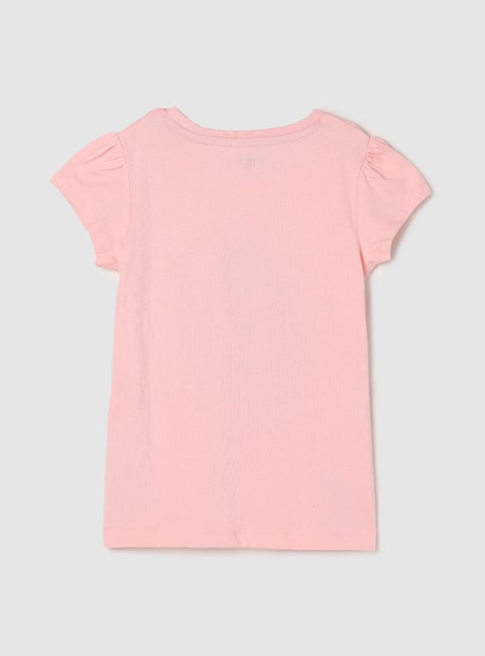 Girls Pure Cotton Graphic Printed T-shirt