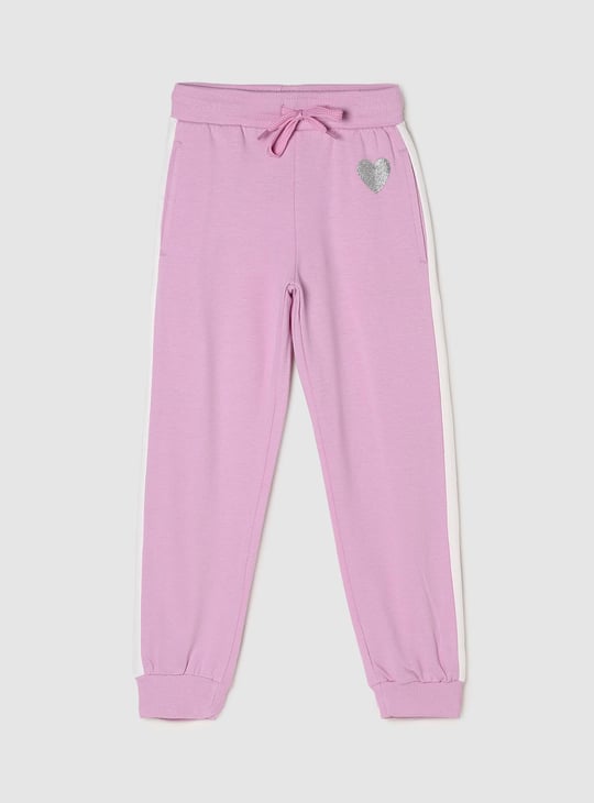 Girls Solid Elasticated Casual Knit Joggers 