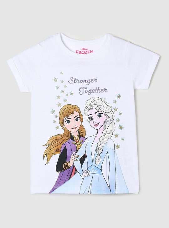 Girls Frozen Printed Short Sleeve T-shirt 