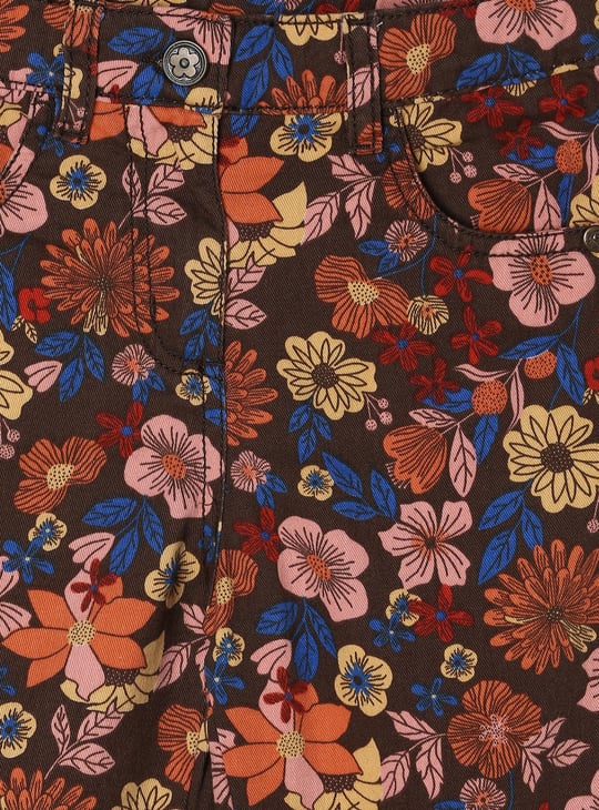 Girls Floral Printed Wide Leg Trousers